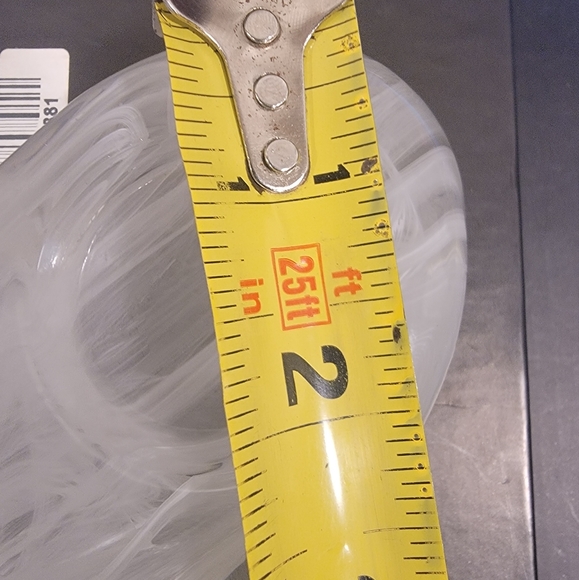 Rare PARTYLITE GLASS 4 CANDLE HOLDER. Heavy. Subtle Wht Swirl Pattern. - Picture 4 of 8